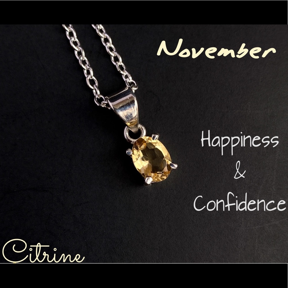 Authentic Citrine Necklace Gemstone Sterling Silver pendant November Birthstone